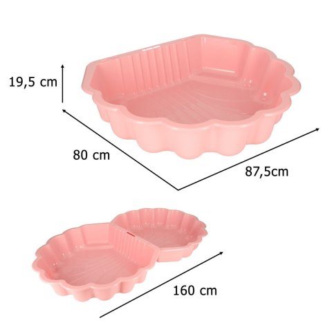 Piaskownica zamykana basen Muszelka Twins podwójna 2w1 160x87,5x19,5cm różowa Piaskownica zamykana basen Muszelka Twins podwójna 2w1 160x87,5x19,5cm różowa
