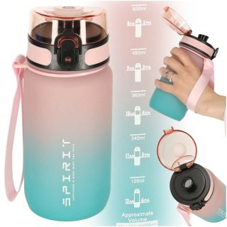 Butelka na wodę bidon z ustnikiem sportowy 600ml różowo-niebieski