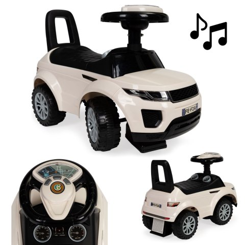 Jeździk dla dzieci autko odpychacz auto dźwięki biały