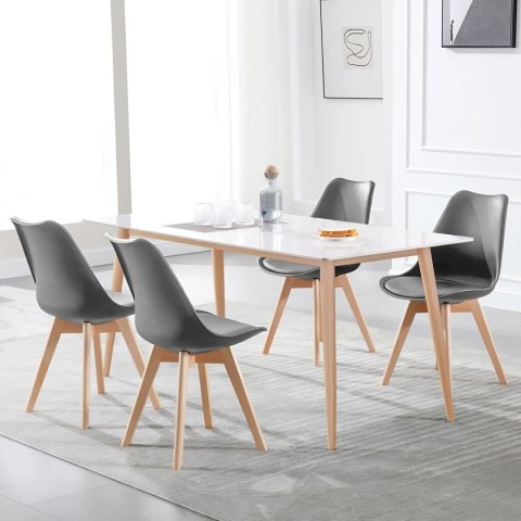 Zestaw 4 krzeseł krzesło do salonu jadalni z poduszką szare ModernHome