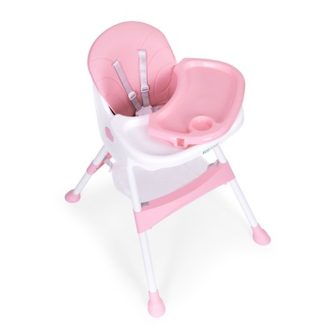 Fotelik krzesełko do karmienia dzieci tacka kosz 5-punktowe pasy różowy ECOTOYS