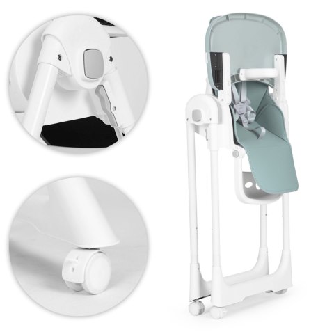 Krzesełko fotelik do karmienia regulacja wysokości ekoskóra pasy podwójna tacka ECOTOYS