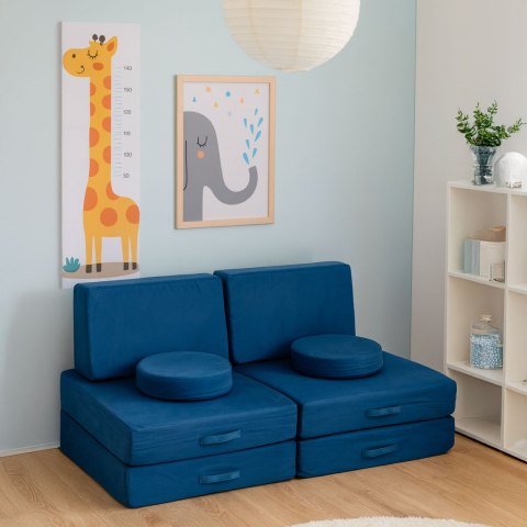 Sofa modułowa duża składana dla dzieci DIY 8 miękkich poduch - niebieska ECOTOYS