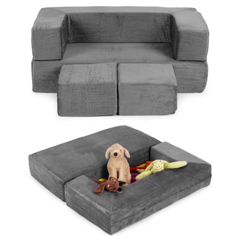 Sofa modułowa składana dla dzieci DIY 4 miękkie poduchy - szara ECOTOYS