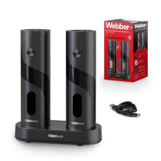 Elektryczny młynek do soli i pieprzu akumulatorowy USB zestaw 2 sztuki regulacja mielenia podświetlenie