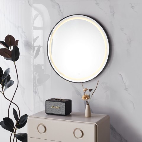 Lustro łazienkowe LED okrągłe ścienne 80 cm 3 barwy włącznik dotykowy regulacja jasności ModernHome