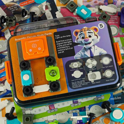 Mały elektryk elektronik zestaw edukacyjny 12 kart 58 elementów