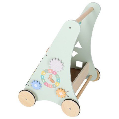 Pchacz dla dziecka chodzik drewniany z liczydłem niebieski
