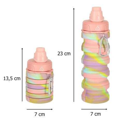 Butelka na wodę bidon silikonowy składany z uchwytem sportowy 500ml tęczowy