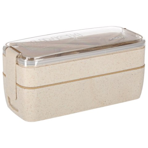 Lunch box śniadaniówka pudełko śniadaniowe z przegródkami dzielone 750ml beżowe