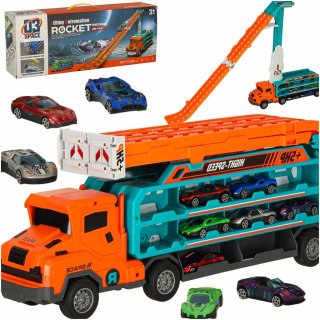 Samochód laweta transporter tor zjeżdżalnia dla samochodów pomarańczowy