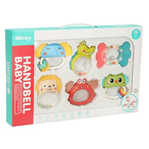 Grzechotki gryzaki zwierzątka zabawki sensoryczne ząbkowanie 6 el. Bibi-inn