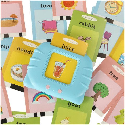 Nauka języka angielskiego czytnik kart do nauki słówek fiszki niebieski