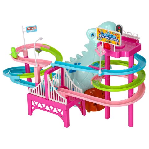 Tor wyścigowy dinozaur zjeżdżalnia ruchome schody LED dźwięk