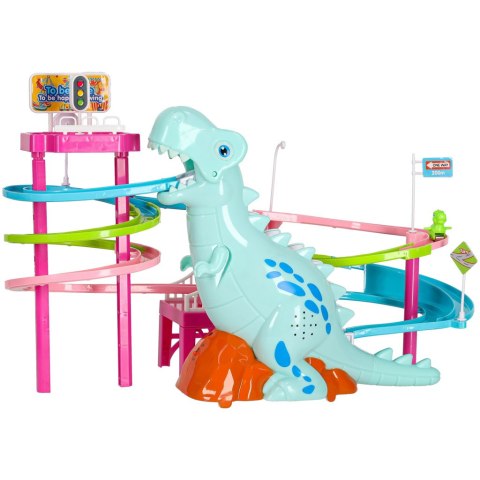 Tor wyścigowy dinozaur zjeżdżalnia ruchome schody LED dźwięk