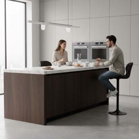 Hoker stołek barowy obrotowy regulacja wysokości podnóżek czarny ModernHome