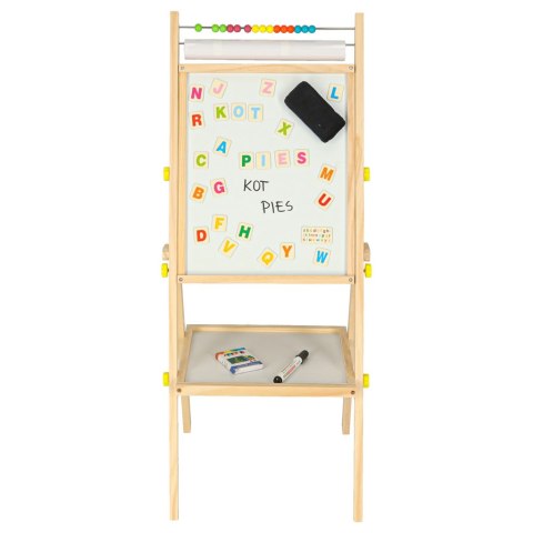 Tablica magnetyczna kredowa dwustronna drewniana literki kreda 38x37x90cm