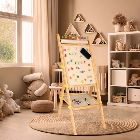 Tablica magnetyczna kredowa dwustronna drewniana literki kreda 38x37x90cm