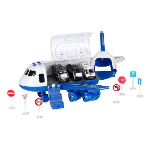 Transporter samolot + 3 auta policja