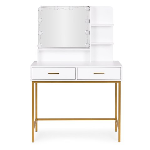 Duża toaletka kosmetyczna z lustrem i oświetleniem LED 3 barwy półki szuflady ModernHome