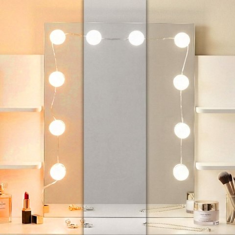 Duża toaletka kosmetyczna z lustrem i oświetleniem LED 3 barwy półki szuflady ModernHome