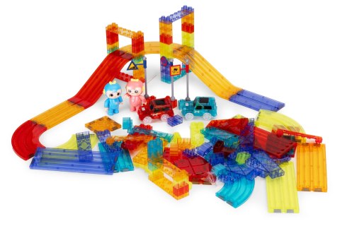 Tor dla aut klocki magnetyczne komplet 154 elementy autka LED