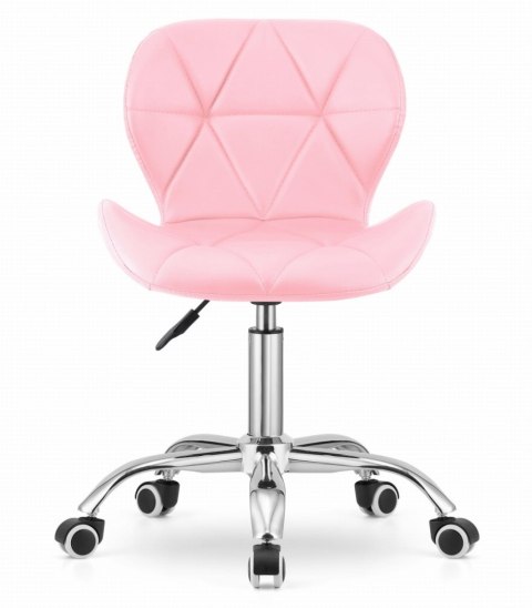 Krzesło obrotowe biurowe z szerokim oparciem ekoskóra różowe
