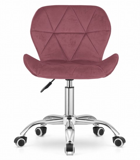 Krzesło obrotowe biurowe z szerokim oparciem welur aksamit ciemno-różowe