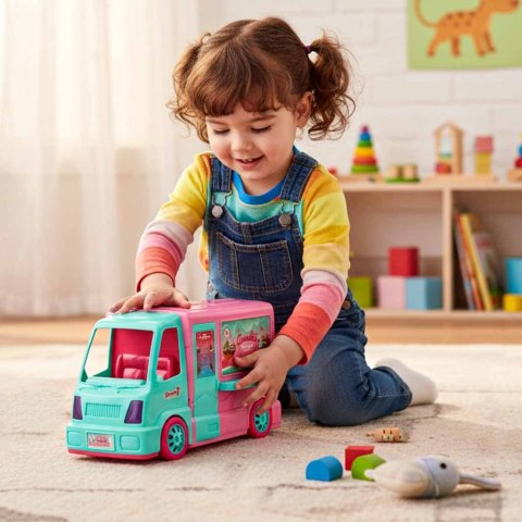 Samochód dla lalek kamper food truck zestaw 21 el.