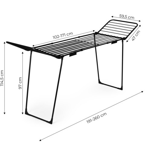 Suszarka na pranie stojąca rozsuwana teleskopowa 27 metrów składana czarna