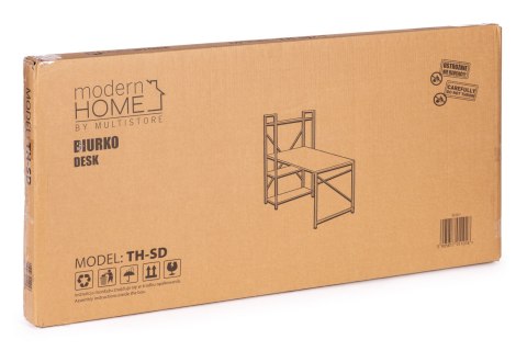 Biurko komputerowe szkolne 120x60 cm regał z 3 półkami białe ModernHome