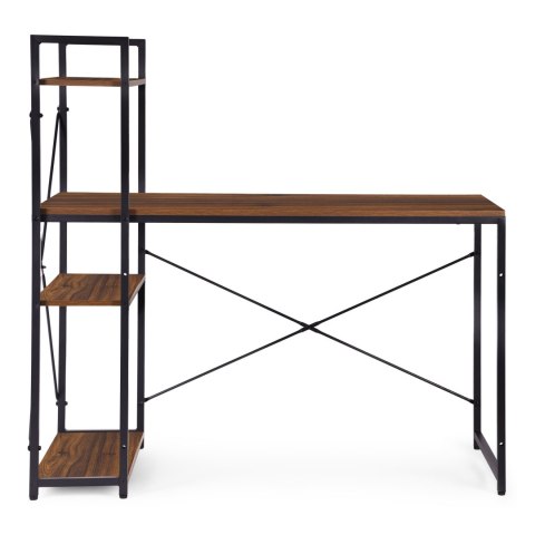 Biurko komputerowe szkolne 120x60 cm regał z 3 półkami ciemny orzech loft ModernHome