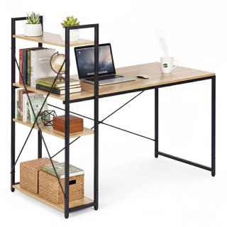 Biurko komputerowe szkolne 120x60 cm regał z 3 półkami loft jasny dąb ModernHome