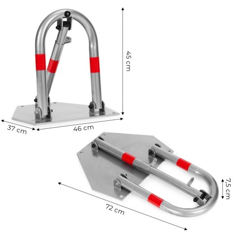 Blokada parkingowa składana zapora 45 cm na kłódkę z odblaskowymi pasami
