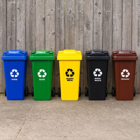 Kosz na śmieci pojemnik 120L kubeł śmietnik niebieski makulatura gumowe koła