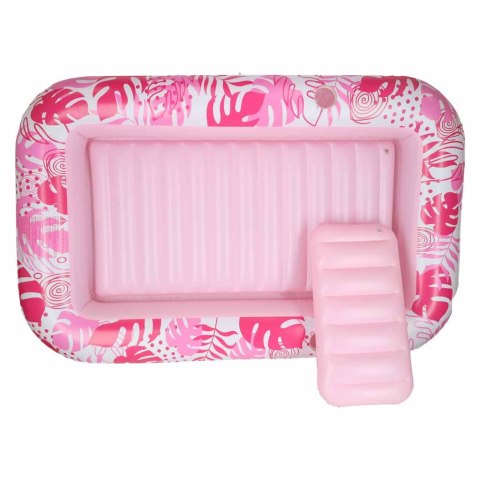 Materac dmuchany do pływania, leżak do opalania z poduszką różowy