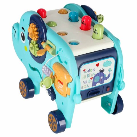 Słonik tablica manipulacyjna montessori wbijak sorter klocki młotek 26cm